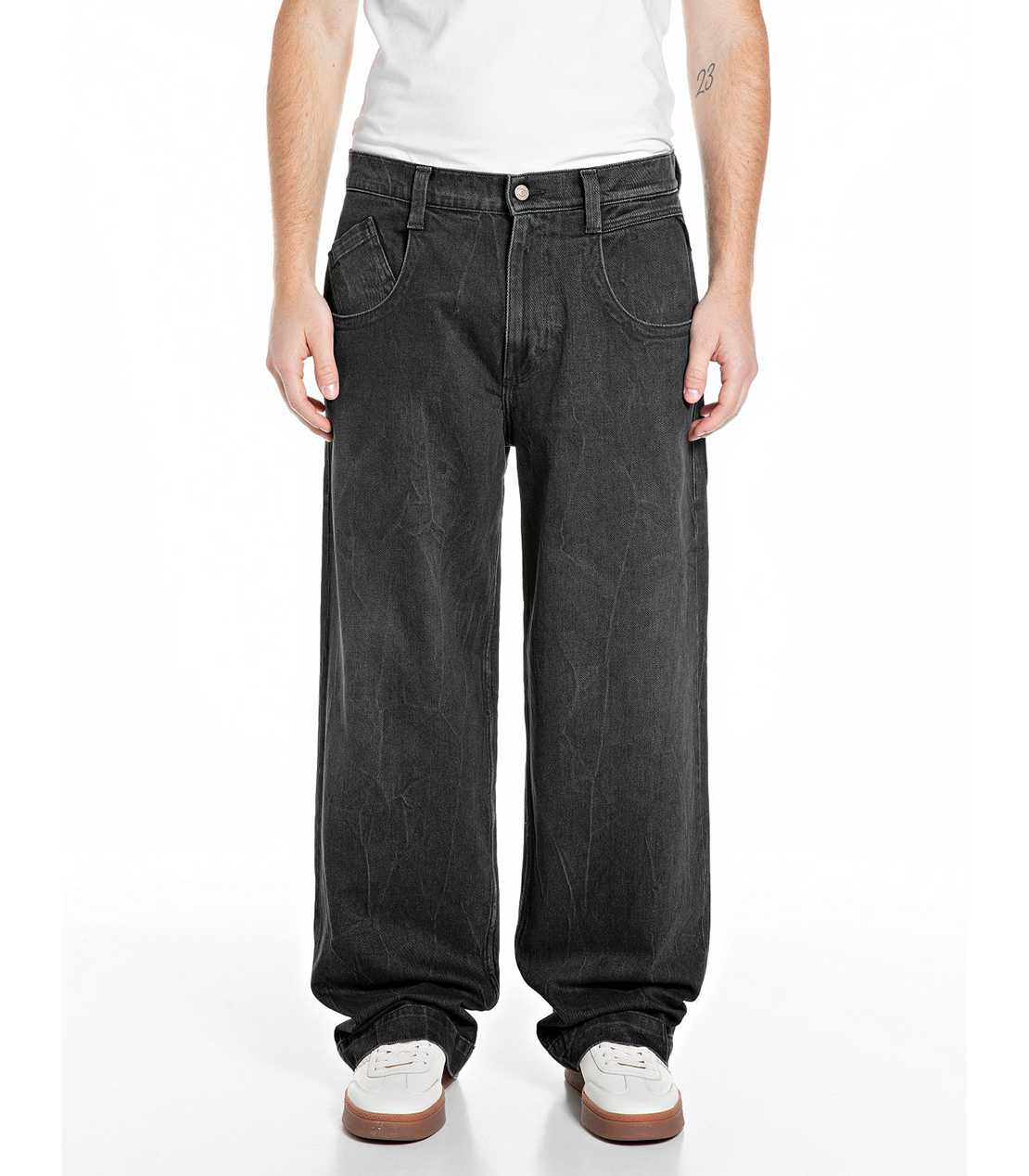 バギーフィットFERYSブラックオーバーダイデニム 詳細画像 ブラック 1